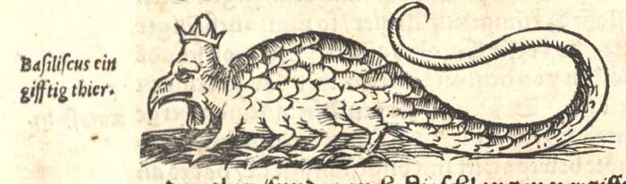 Oudste bekende afbeelding van de basilisk.